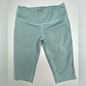 MPG GRN/GRY STRIPED Long Workout Shorts, S. Winter Sports